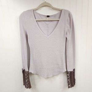 Free People Purple Waffle Knit Cuff Long Sleeve Womens O/S Small
